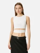 ショート丈 スポーティ クルーネックTシャツ - ホワイト