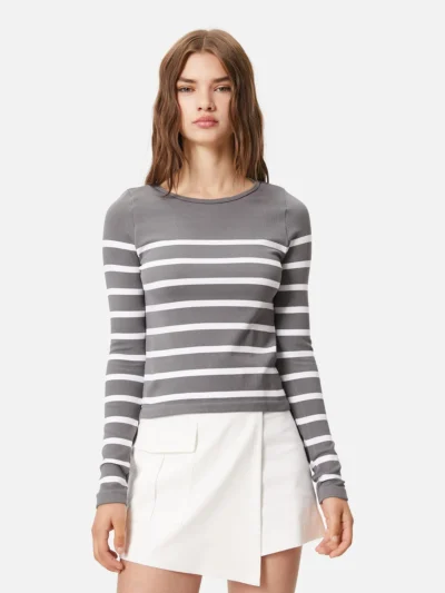 Cotton Long-Sleeve Striped T-shirt